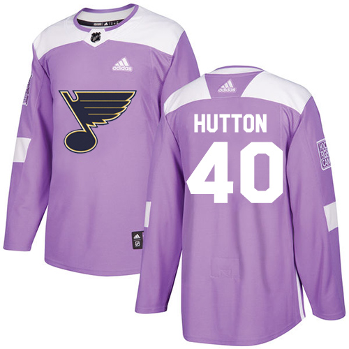 Adidas Blues #40 Carter Hutton Purple Authentic Fights Cancer Stitched NHL Jersey